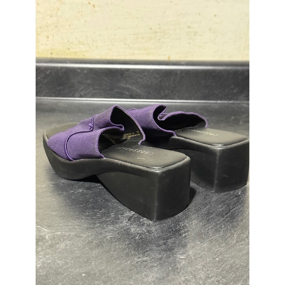 Crossroads Madison Purple Fabric Platform Wedge Sandals Square Toe Women 7M Y2K - Picture 5 of 7
